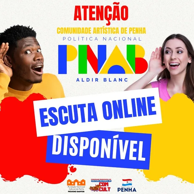 Comunidade artística de Penha pode participar de reunião sobre a Política Nacional Aldir Blanc de Fomento à Cultura (PNAB)